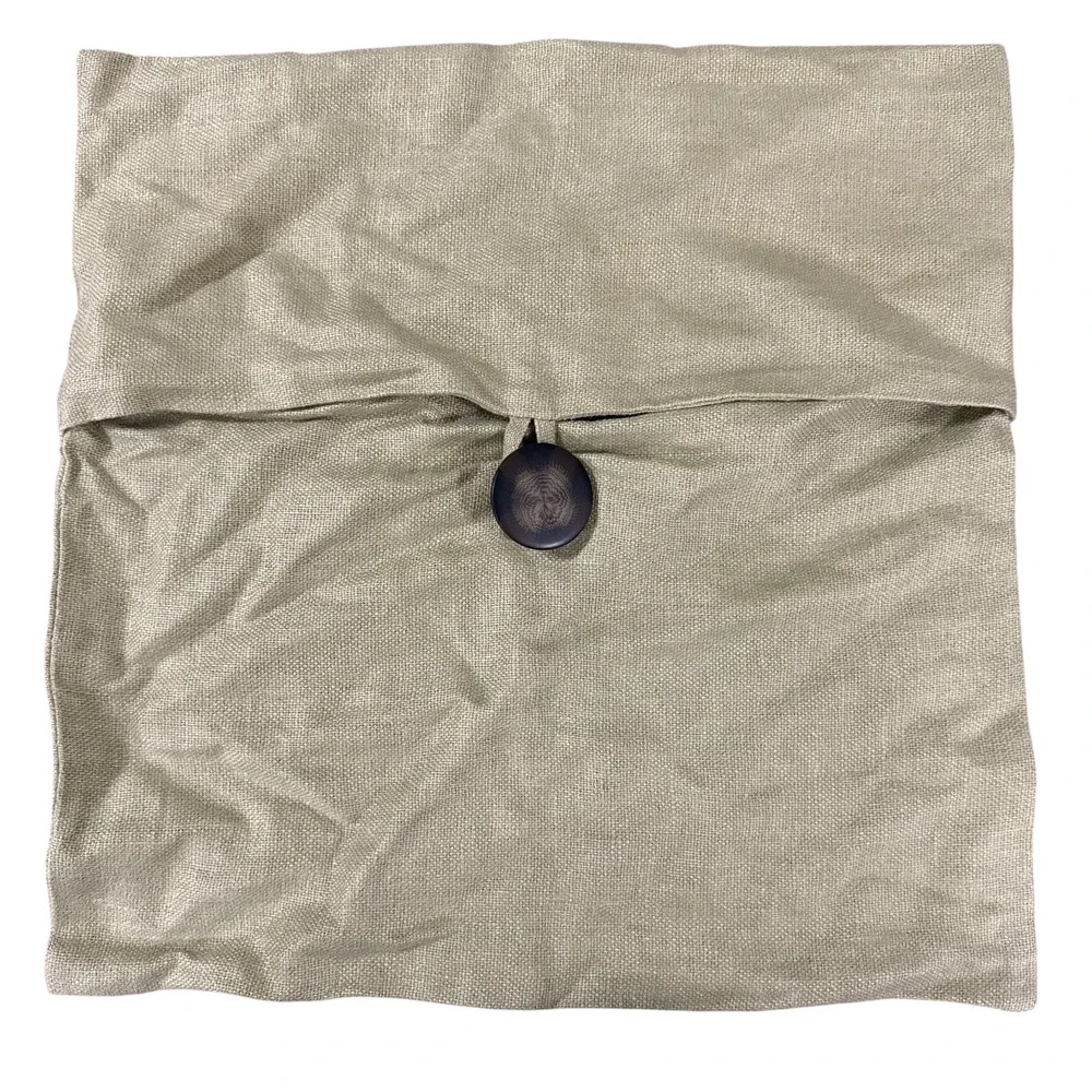 Pottery Barn 100% Linen Accent Pillow Cover Button Sage Green 18